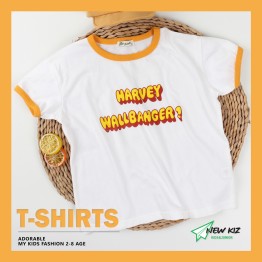 Áo thun trẻ em viền vàng in chữ